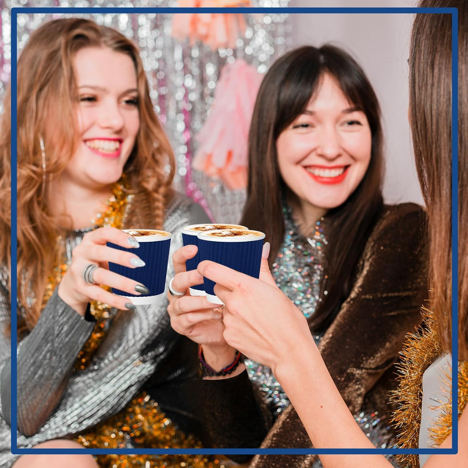 500 Pack Paper Espresso Coffee Cups, 4 oz Disposable Coffee Cups,Corrugated Insulated Ripple Wall, Paper Ripple Cup for Coffee, Hot Chocolate and Hot Tea Drinks -Navy