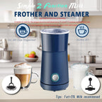 Huogary Milk Forther Simple Milk Frother and Steamer 2-in-1 Milk Steamer with Hot Milk Foam and Hot Milk for Latte, Macchiato, Cappuccinos (blue), medium