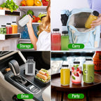 BIGIVACA 8 oz Glass Juice Bottles with Lids,6 PACK Bottles for Juicing,Square Drinking Jars Glass for Coffee,Cola,Milk,Tea in Travel,Work,School