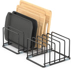 2-Pack Medium Black Cutting Board Racks, Kitchen Cabinet Organizer, 5 Tiered Shelves for Baking Trays, Cutting Boards, Cookie Sheets, Muffin Pans