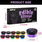 Edible Glitter - 10 Colors Luster Dust Edible Set for Drinks, Food Grade Edible Glitter Dust for Cake Decorating, Cocktail, Fondant, Strawberries, Candy, Cookie, Chocolate. Vegan and Gluten Free - 4g/bottle