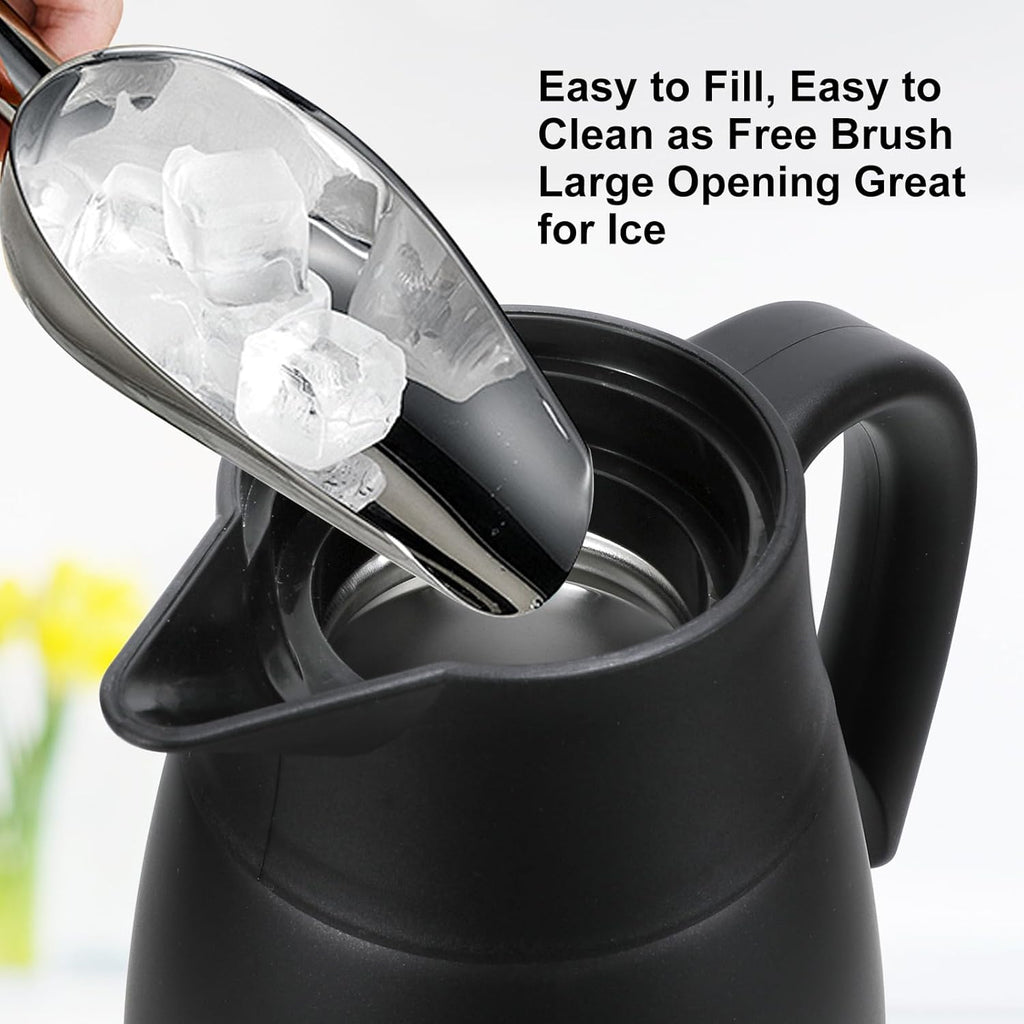 70 oz Thermal Coffee Carafe, Updated Insulated Stainless Steel Coffee Carafes for Keeping Hot Coffee & Water Hot Beverage-12Hours, Double Walled Vacuum Coffee Carafe (2black)