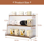 Coffee Mug Holder Wooden Cup Station Organizer 3 Tier Cup Holder for Coffee Bar Mug Display Rack for Countertop Mug Holder Shelf for Home Kitchen Trapezium-Nutbrown