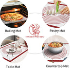 Silicone Baking Pastry Mat, Non Stick Dough Rolling Sheet with Measurement, Nonslip Kitchen Counter Mat, Oven Liner Mat Fondant Dough Kneading Mat for Making Cookies Macarons Bread Pizza