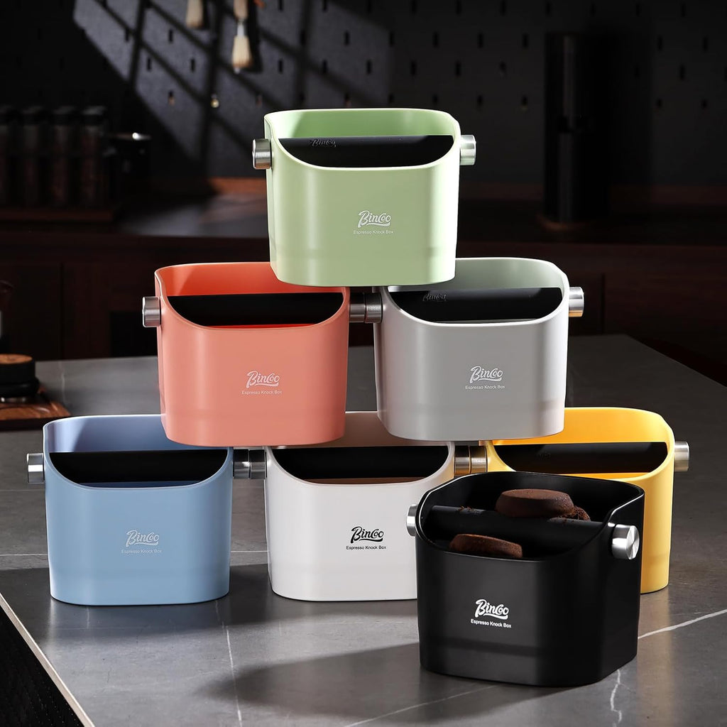 Espresso Knock Box - Bincoo Pink1.2L Large Espresso Machine Knock Box for Espresso, Barista Style Coffee Knock Box for Grounds with Removable Shock Anti-Slip Base. (Pink)