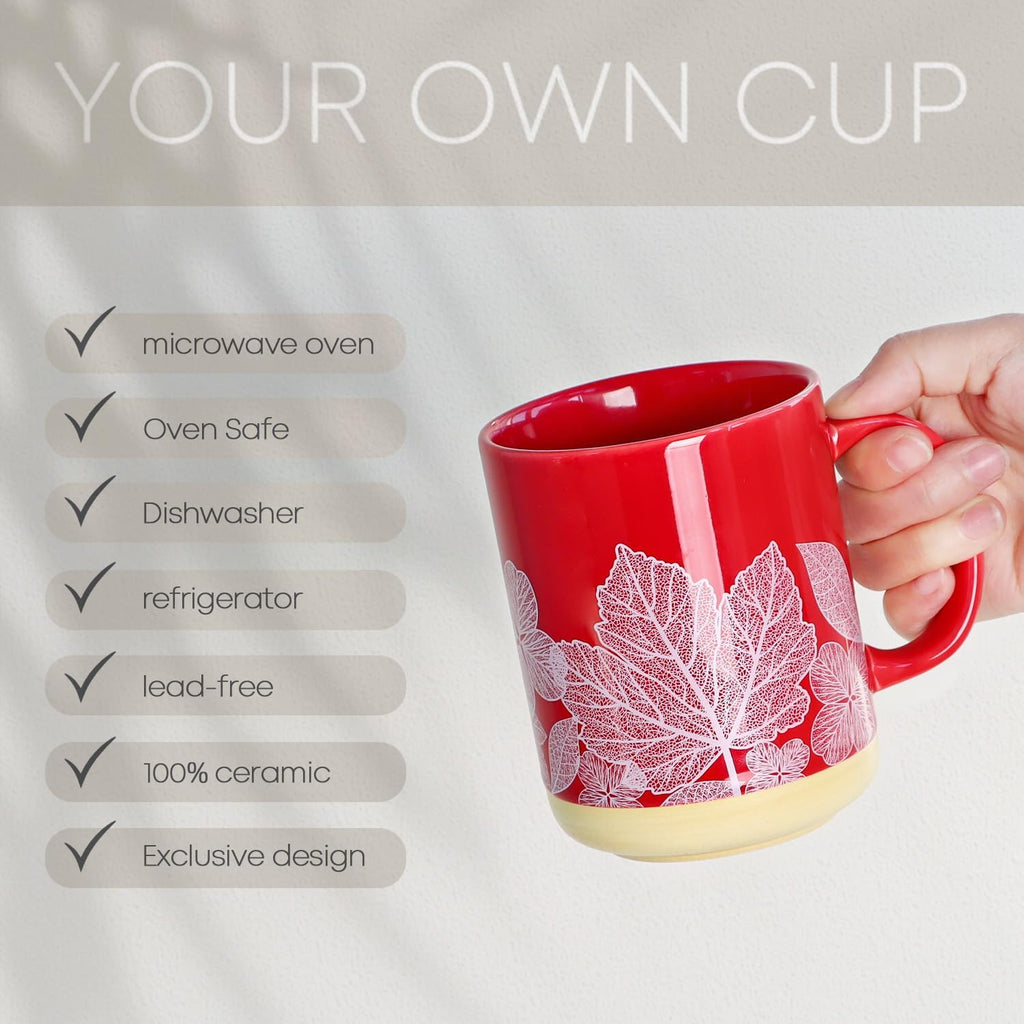 17 oz Large Coffee Mug with Handle Tea Cup Novelty Coffee Cup for Men Women Office Work.Microwave and Dishwasher Safe, Red