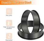 HARFINGTON 4pcs Crumpet Rings 3.15" Nonstick Round Cake Ring Stainless Steel Double Rolled English Pastry Rings for Kitchen Baking Crumpet Dessert, Black