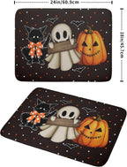 Giwawa 18"x24" Halloween Dish Drying Mat Spooky Pumpkin Ghost Black Cat Bats Kitchen Drainer Mats Holiday Gothic Reversible Microfiber Dish Drying Pad Large Size for Countertop Tabletop Decor