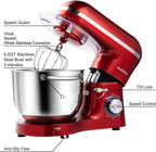 Aucma Stand Mixer,6.5-QT 660W 6-Speed Tilt-Head Food Mixer, Kitchen Electric Mixer with Dough Hook, Wire Whip & Beater 2 Layer Red Painting (6.5QT, Red)