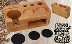 Espresso Tamping Station With Tools - 51, 53, 54 mm - Includes Coffee Tamper, Distributor, Dosing Funnel & Brush - Wooden Coffee Tamper Station - Espresso Organizer & Portafilter Holder