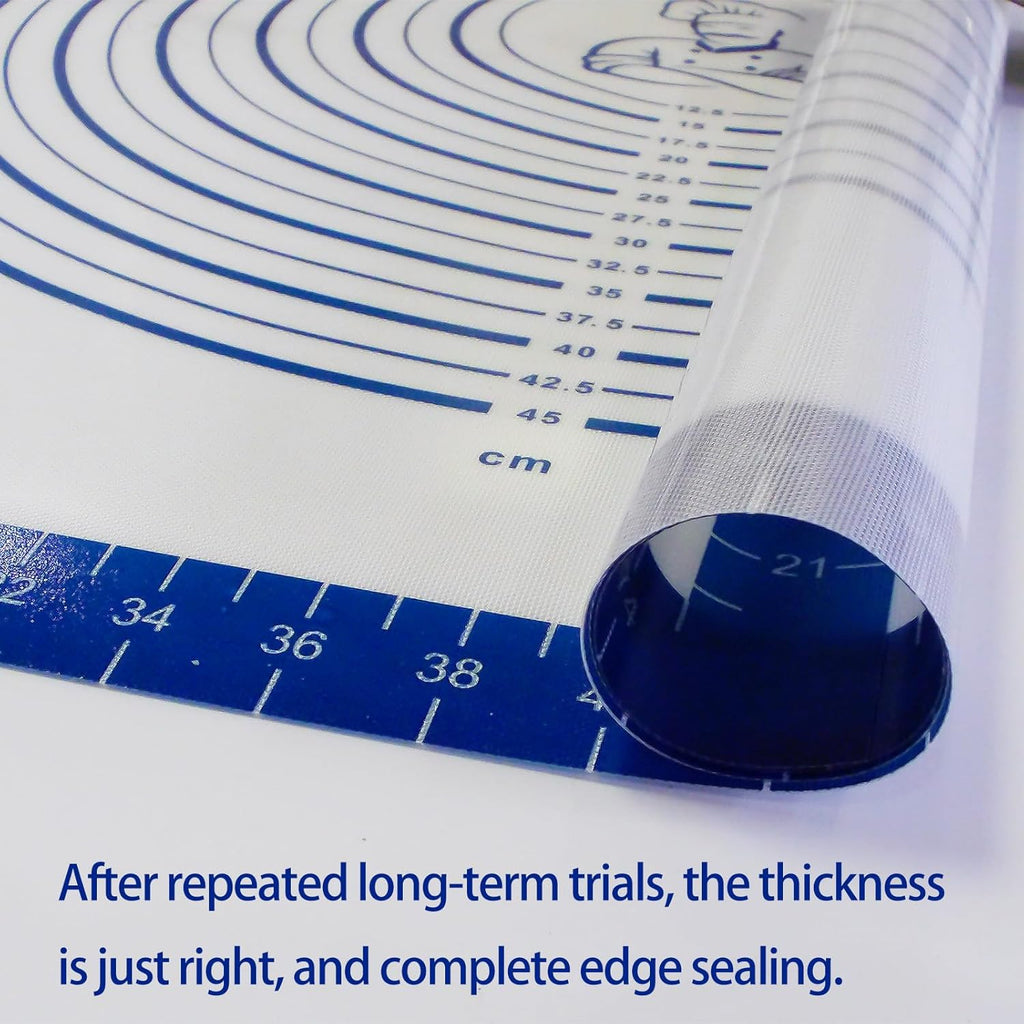 Large Silicone Pastry Mat for Rolling Dough Non Slip Non Stick Silicone Mats for Kitchen Counter 28x20"Blue