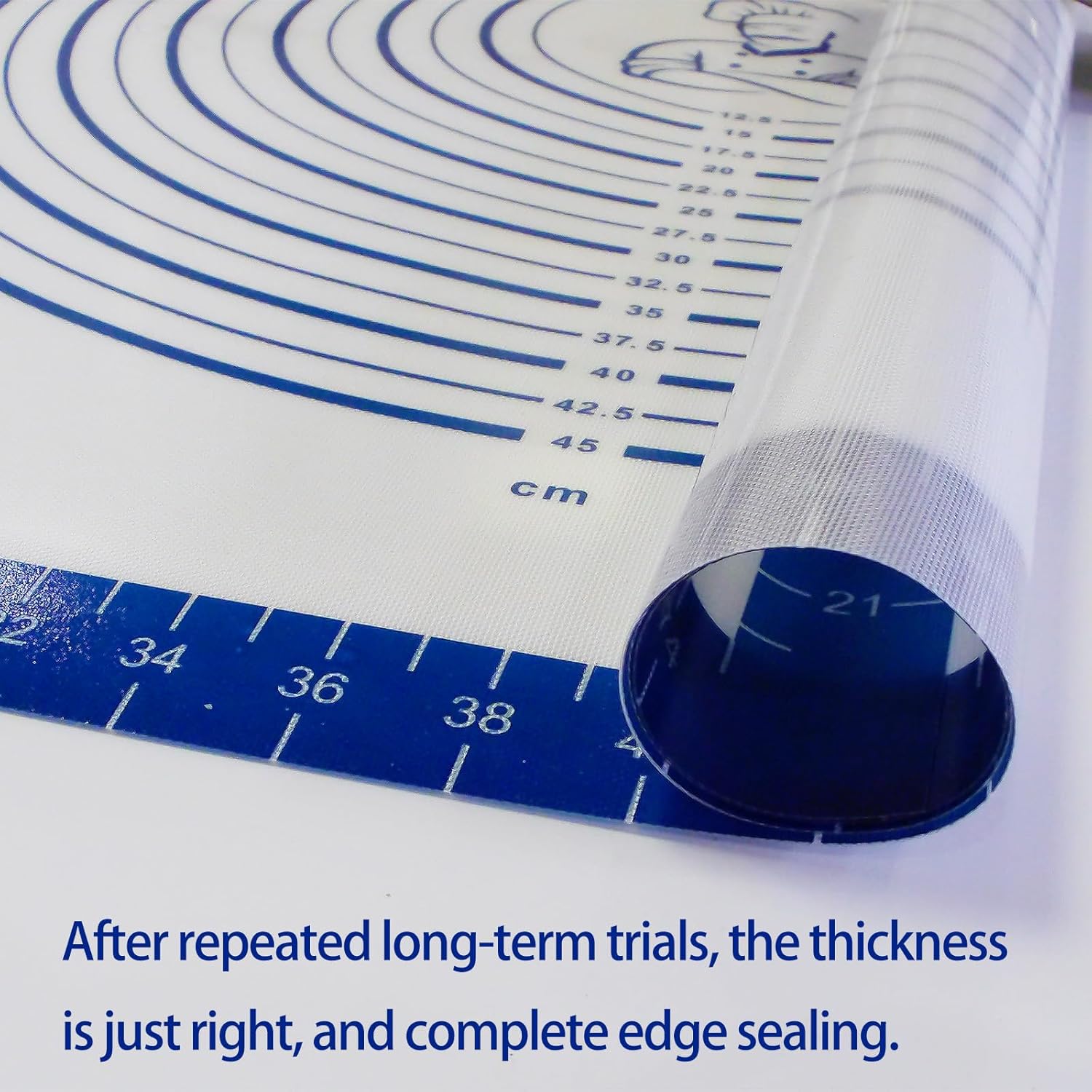 Large Silicone Pastry Mat for Rolling Dough Non Slip Non Stick Silicone Mats for Kitchen Counter 28x20"Blue