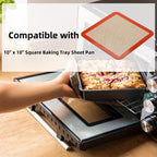 Square Silicone Baking Mats for 10 Inch Cake Pan, 9.65"Square Food Grade Silicone Mat for Baking Sheet for Cake/Pastry/Toast/Pie, Non-Stick Reusable Baking Mat for 10x10 Air Fryer/Cake Pan/Oven
