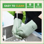 GEEKHOM BBQ Gloves Heat Resistant Oven Mitts - Silicone Grilling Gloves with 13.7" Arm Protection - Waterproof Pot Holder Non-Slip for Men & Women, Kitchen Outdoor Cooking, Baking, Camping, Mint Green