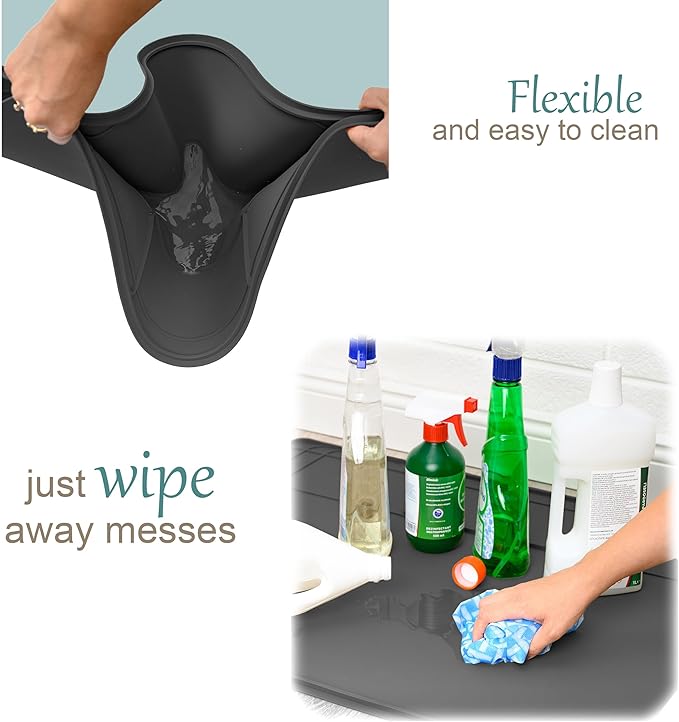 The Original Under Sink Mat - Silicone Waterproof mat, Trimmable, Easy to Clean, Kitchen cabinet liner, Under sink protector mats, Disinfection Surface - 34" x 22" or smaller