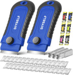 DIYSELF 2 Pack Razor Blade Scraper with 30 Pcs Extra Blades, Scraper Tool for Cleaning, Glass, Stickers, Paint Scraper, Razor Scraper, Glass Scraper, Razor Scraper Tool, Glass Stove Top Scraper
