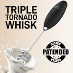 Zulay Kitchen Patented Tornado Triple Whisk Milk Frother with 2 Duracell Batteries – Handheld Foam Maker for Coffee, Lattes, Matcha & Hot Chocolate – Rich, Creamy Froth in Seconds