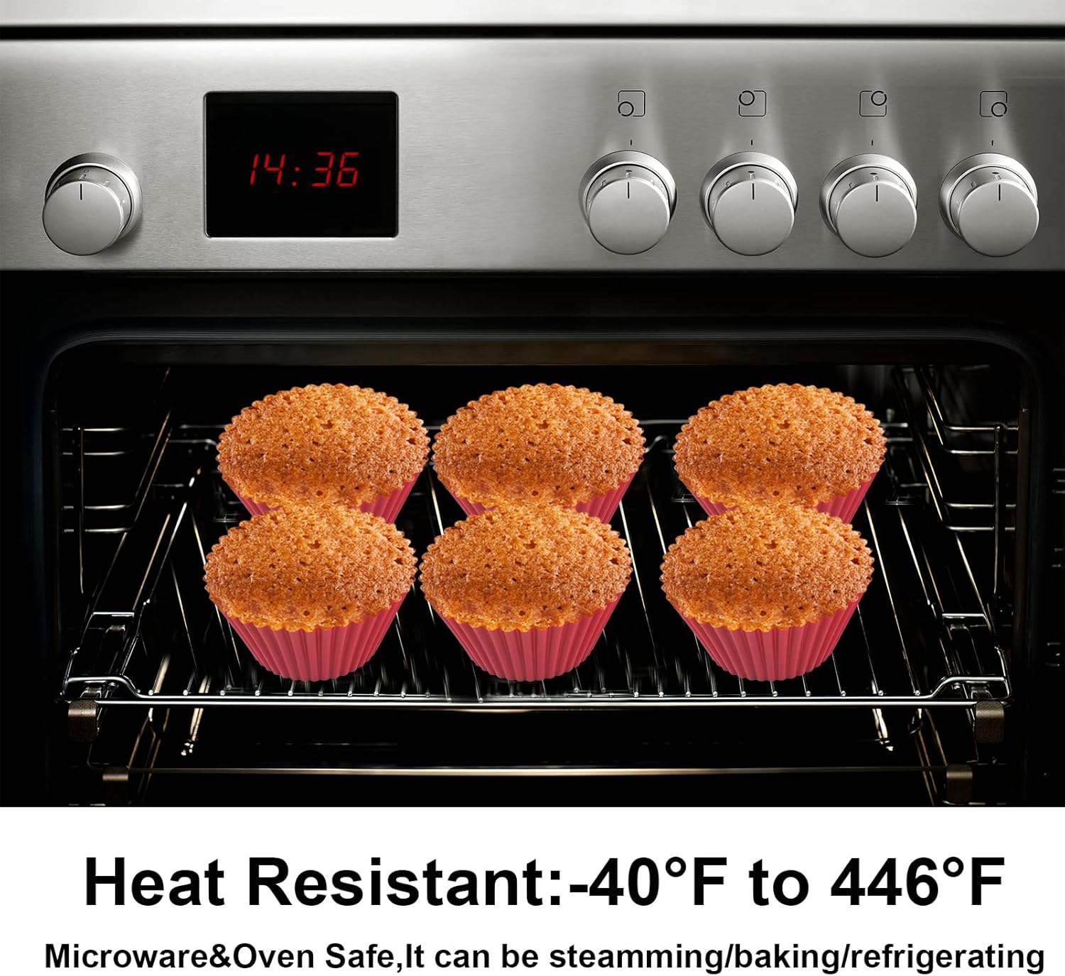 Nalchois Silicone Cupcake Baking Cups 12 Pack, Wine Red Reusable Silicone Muffin Cupcake Liners，Non-Stick Easy Release Silicone Baking Molds BPA Free for Cupcakes Muffins Pudding Tart Jelly Mousse