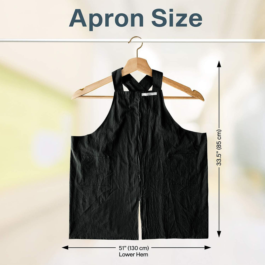 HANEE Cotton Aprons for Women and Men | Cross-Back Apron with Pockets