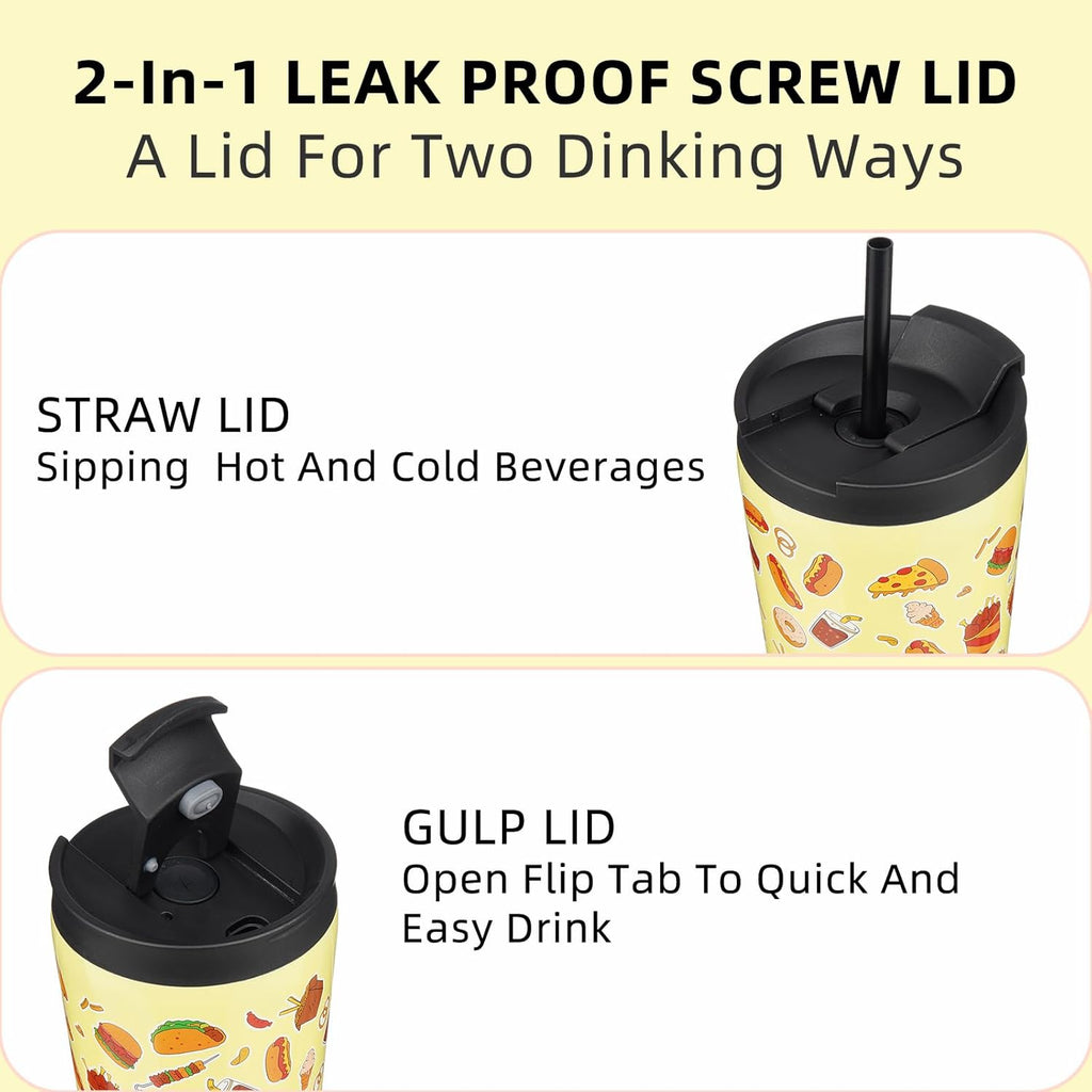 BJPKPK 22oz Tumbler With lid And Straw Stainless Steel Travel Coffee Mug Insulated Tumblers Cups,Yummy