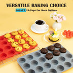 24 Cups Silicone Mini Muffin Pan Set, Nonstick Mini Cupcake Pans, BPA Free Small Muffin Tin for Baking, Set of 2 (Grey+Grey)