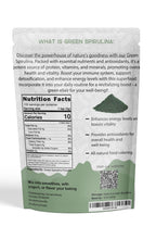 Ancient Roots Green Spirulina Powder - Freeze-Dried, All-Natural, No Sugar Added, Mix with Smoothies, Natural Food Coloring, Resealable Pouch - 10.5 Ounces (75 Servings)