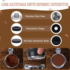51mm Espresso Tamper Set - Spring-loaded Coffee Tamper, Adjustable Depth Espresso Distributor Leveler, Magnetic Dosing Funnel Aluminum Metal, Reusable Puck Screen, Fit for 51mm Portafilters