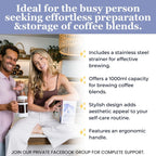 Happy Bum Coffee Plunger | 1 Liter(33.8oz) Glass French Press Stainless Steel Strainer | Easy to Use & Clean French Coffee Press Glass for Brewing and Storing Coffee Blend