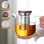 Glass Teapot With Stainless Steel Infuser 1200ml, Glass Tea Pot, Loose Leaf Tea Kettle, Glass Kettle Stovetop, Teapot With Strainer, Tea Infuser Pot Glass Teacup Tea Cups For Blooming Tea