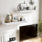 17x8x1.6 inch Floating Shelves Set of 2 – Solid Wood Rustic White Wall Mounted Shelf for Kitchen, Bathroom, Living Room