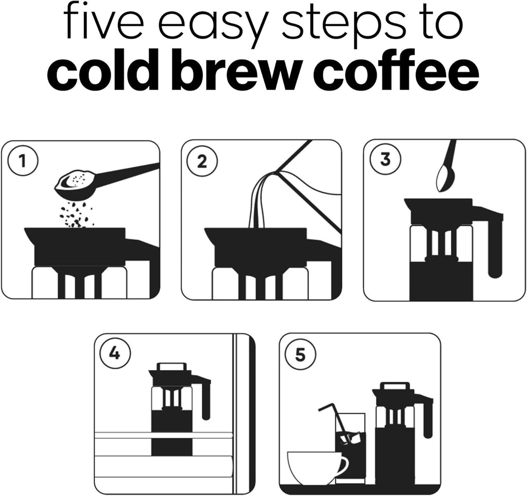 COFFEE BEAR – Cold Brew Coffee Maker and Iced Tea Brewer, Large 1.3L (44oz) Borosilicate Glass Pitcher with Reusable Mesh Filter, Easy to Clean, Dishwasher Safe