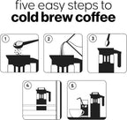 COFFEE BEAR – Cold Brew Coffee Maker and Iced Tea Brewer, Large 1.3L (44oz) Borosilicate Glass Pitcher with Reusable Mesh Filter, Easy to Clean, Dishwasher Safe