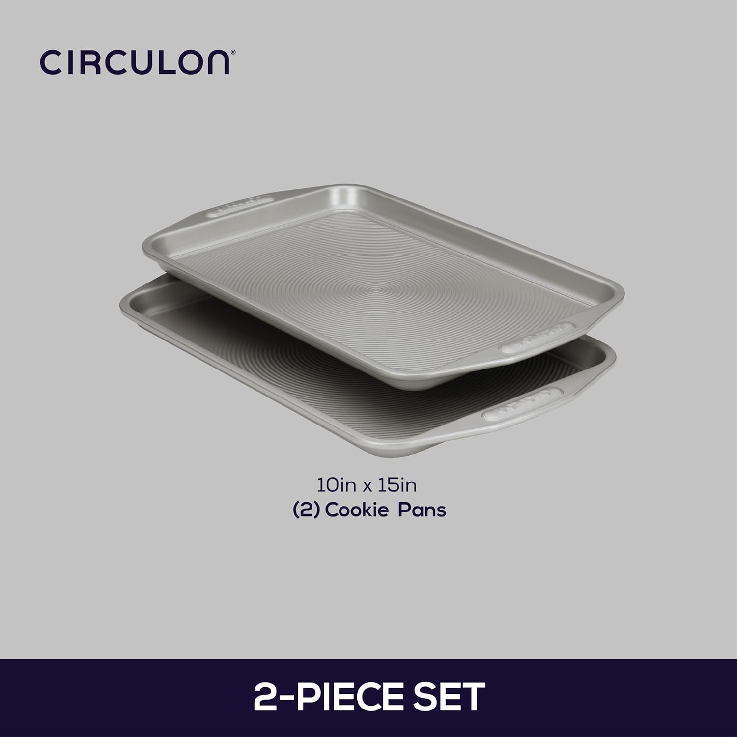 Circulon Total Bakeware Set Nonstick Cookie Baking Sheets, 2 Piece, Gray