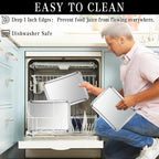 Stainless Steel Baking Sheet Set, 2 Pcs Quarter Cookie Sheet Pan Baking Trays for Oven, Non Stick and Heavy Duty and Easy Clean, 12.4 x 9.6 x 1 Inch