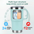 HASLE OUTFITTERS 20oz Tumbler Bulk with Lid, Stainless Steel Tumbler Bulk with Handle, Metal Insulated Travel Coffee Mug Set with Handle, Double Wall Vacuum Leak Proof Tumbler Cup, Mint Green 12 Pack