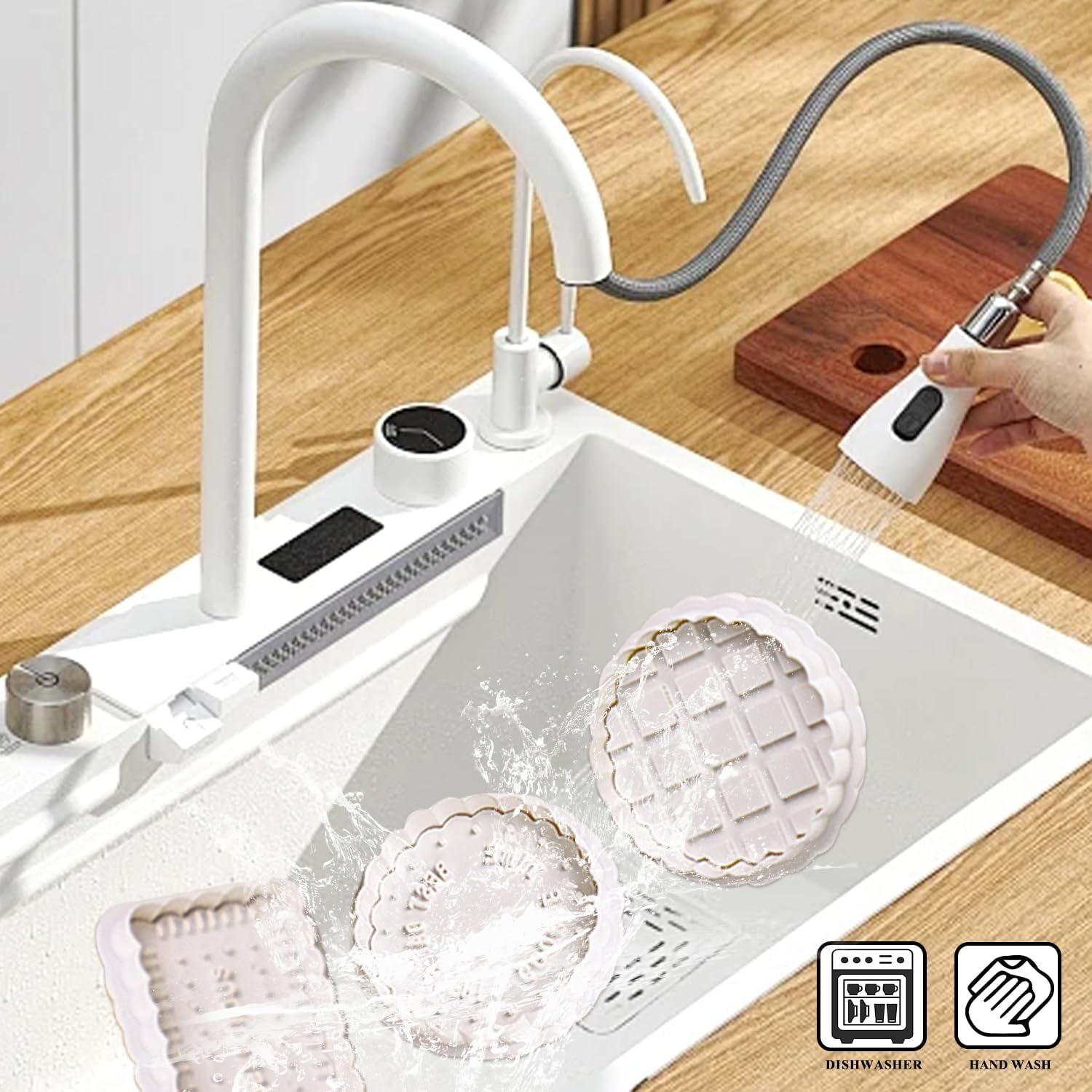 4 Pcs Cookie Press Mold, Waffle Cookie Stamp Mold, With Cute Cat Paw Shaped Plunger Stamp, Easy to Use, for Treats DIY Baking, Cake, Pastry