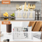 Utensil Holder, Silverware Caddy,Organizer Cutlery Holder, Kitchen Countertop Organizer, Metal Mesh White