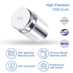 QP 1000g Calibration Weights, OIML Class M1 High Precision Gram Weights, Stainless Steel Scale Calibration Weight for Digital Scale, Balance Scale, Chrome Finish Scale Weights with Storage Case