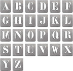 HAUTMEC Vintage Aluminum Letters Stencils, A to Z Aluminum Stencils & Holder, 2"(50mm) Letters, Shop Stencil, Advertising Stencilling, Craft-Printing, Reusable HD00001
