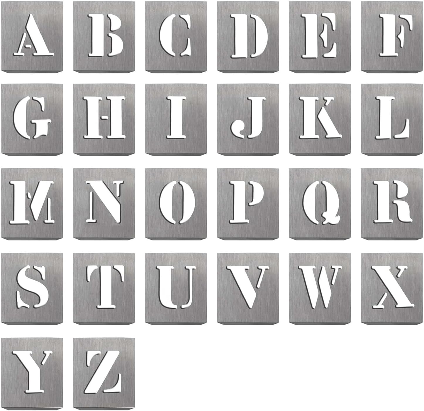 HAUTMEC Vintage Aluminum Letters Stencils, A to Z Aluminum Stencils & Holder, 2"(50mm) Letters, Shop Stencil, Advertising Stencilling, Craft-Printing, Reusable HD00001