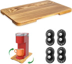 Appliance Slider 360° Rolling Tray for Coffee Maker- Wood Coffee Pot Slider Tray Countertop Rotation Sliding Tray with Wheels, Small Appliances Mat (Small 13.9"×9.4")