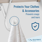 6-Pack Metal S Hooks for Hanging – Heavy-Duty S-Shaped Hook with Safety Buckle – Fits Bars up to 1.2 in – Anti-Drop S-Hooks for Closet, Wardrobes & Storage – White (Large)