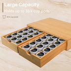 HTB K Cup Holder Compatible with K Cups,Coffee Pod Holder Holds Up 30 Cups,K Cup Organizer Storage Drawer