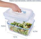 24 Cup Extra Large Glass Storage Containers with Airtight Locking Lid with Handle, Large Glass Food Storage Container, Ideal Storing food, Vegetables, Fruits, Roasting Turkey, BPA Free Oven Safe