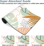 Rnivvi Coffee Mat, 12" x 19" Cute Boho Theme Coffee Bar Mats for Espresso Machine Station Accessories and Organizer, Hide Stain Rubber Backed Absorbent Dish Drying Pad for Kitchen Counter, Tropical