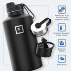 IRON °FLASK Camping & Hiking Hydration Flask with 3 Lids - Stainless Steel, Double Walled & Vacuum Insulated Water Bottle - Leak Proof & BPA Free (Bubble Gum, Spout - 64 oz)