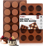 Silicone Fat Bomb Molds, Walfos Silicone Candy Mold, 15 Cavity Round Mold -Perfect for Keto Fat Bomb, Jelly, Dark Chocolate, Mini Peanut Butter Cup, 2 Packs