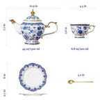 ACMLIFE Bone China Tea Set for Adults, Blue and White Tea Set for 4, Porcelain Vintage Floral China Sets for Women Party with Teapot or Gift Giving (Blue and White)