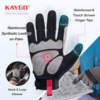 KAYGO Work Gloves For Men, KG125M Mechanic Utility Work Gloves for All Purpose, Excellent Grip, Heavy Duty, Improved Dexterity, Touch Screen,2X-Large