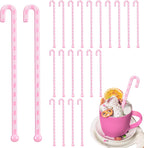 30 Pcs Christmas Coffee Stirrers Candy Cane Swizzle Sticks Coffee Bar Decoration Hot Cocoa Plastic Cocktails Drink Stirrers Reusable Beverage Stir Gifts for Xmas Party Supply (Pink, White)